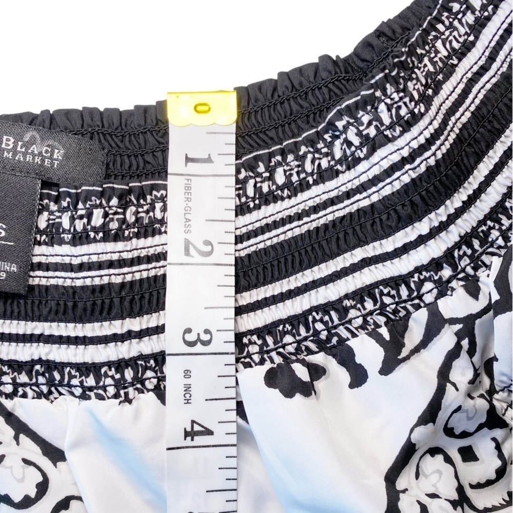 White House Black Market Black and White Paisley Tie Front Blouse - Picture 10 of 12